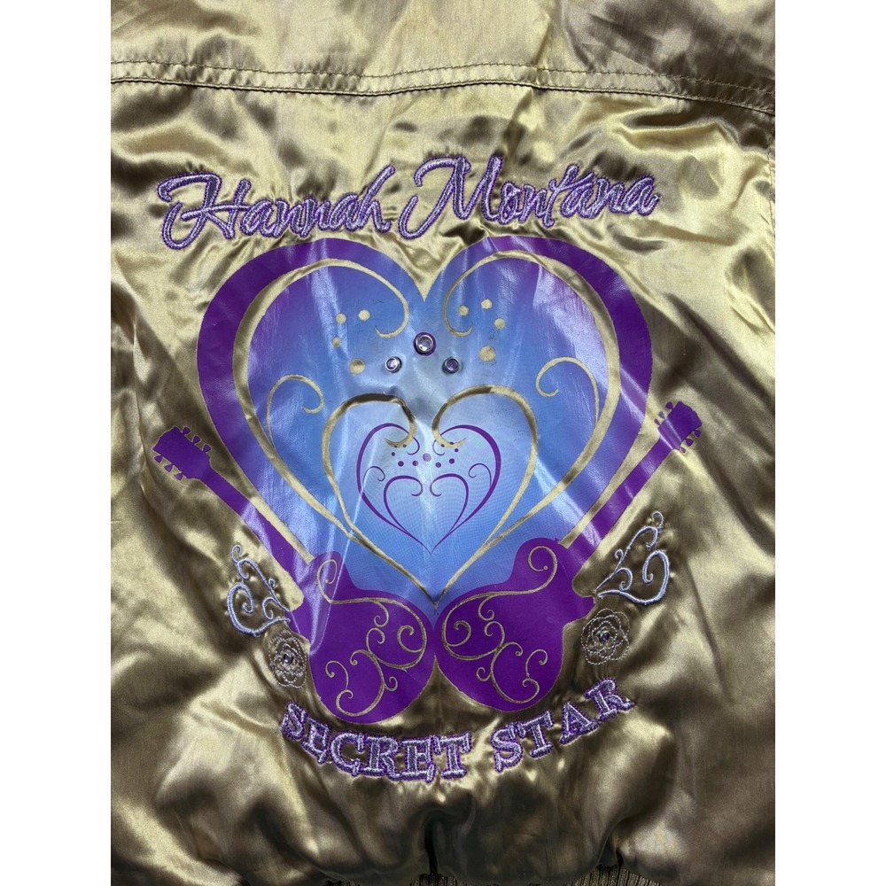 VTG Y2K Hannah Montana Miley Cyrus Disney Gold Fur Hood Bomber Jacket Girls 7/8 - Picture 4 of 15